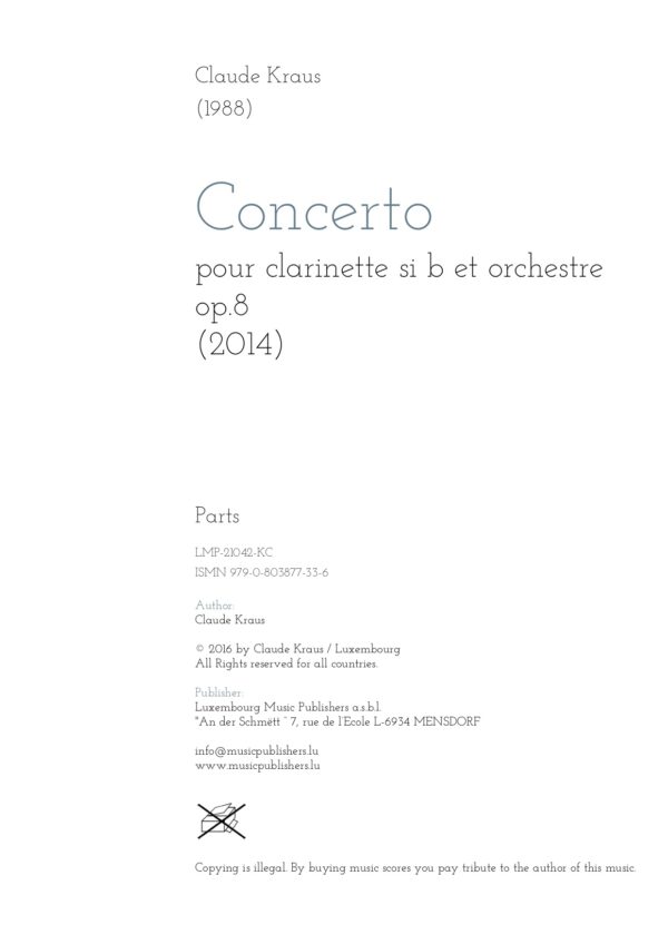 Concerto pour clarinette. Parts