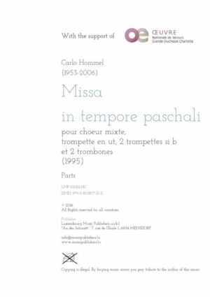 Missa in tempore paschali, pour chœur, 3 trompettes, 2 trombones, instrumental parts