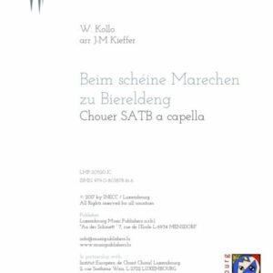 Beim schéine Marechen zu Biereldeng, SATB a cappella, Putti Stein, Walter Kollo, arr. Jean-Marie Kieffer