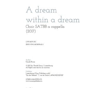 A dream within a dream for choir SATBB a cappella