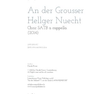 An der grousser hellger Nuecht for choir SATB (div). a cappella
