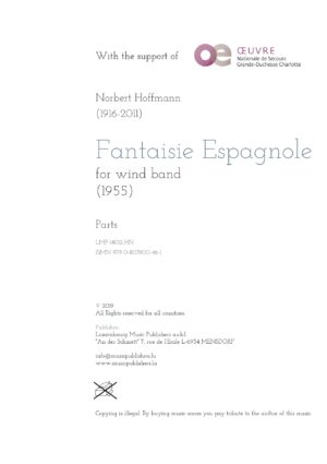 Fantaisie Espagnole. Sheet Music by Norbert Hoffmann, composer. Music for wind orchestra. Music for symphonic wind orchestra/band. Parts.