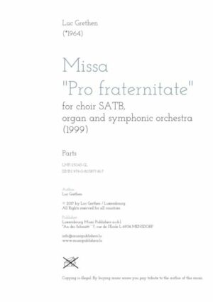 Missa “Pro fraternitate” for choir SATB, organ and orchestra, orchestral parts
