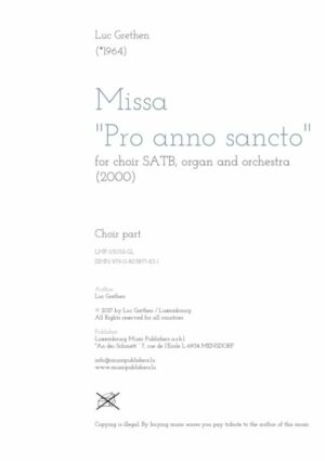 Missa “Pro anno sancto” for choir SATB, organ and orchestra, choir part