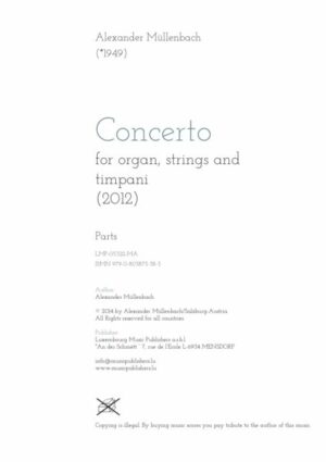 Concerto for organ, strings and timpani, instrumental parts on hire