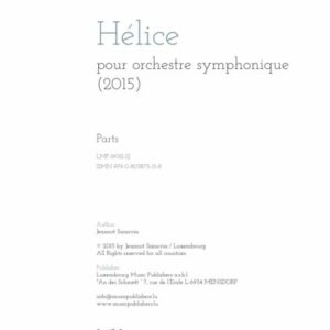 Hélice, pour orchestre symphonique, inspirée d’une fresque de Sonia Delaunay, instrumental parts on hire
