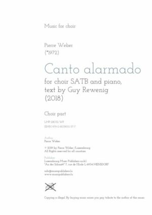 Canto alarmado for choir SATB and piano, text by Guy Rewenig, choir part