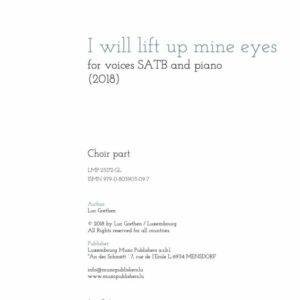 I will lift up mine eyes, for voices SATB and piano, choir part