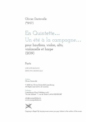 En Quintette…Un été à la campagne…pour hautbois, violon, alto, violoncelle et harpe, parts