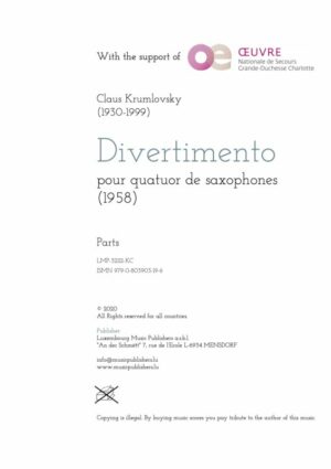 Divertimento pour quatuor de saxophones, parts