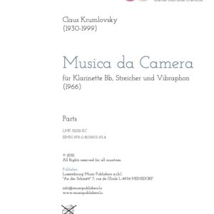 Musica da Camera, für Bb-Klarinette, Streicher und Vibraphon, parts